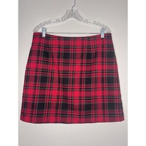 CeCe Red Plaid‎ Mini Skirt Womens Size 12 A Line Zip Back
